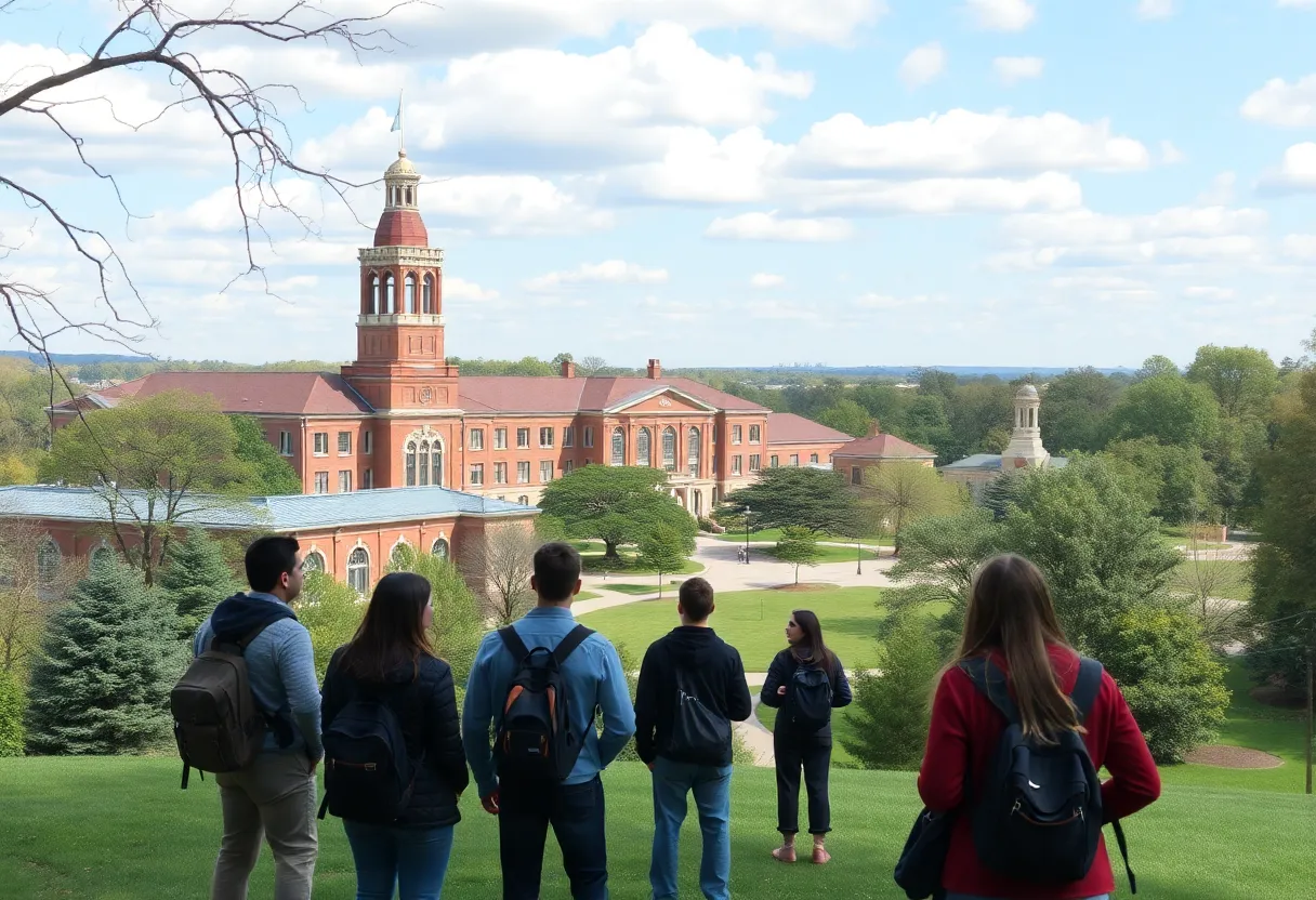 Students on Clemson University campus discussing current events