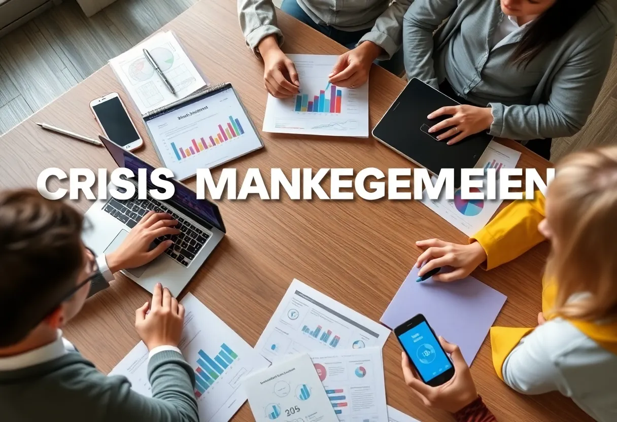 A team strategizing on crisis management in digital marketing