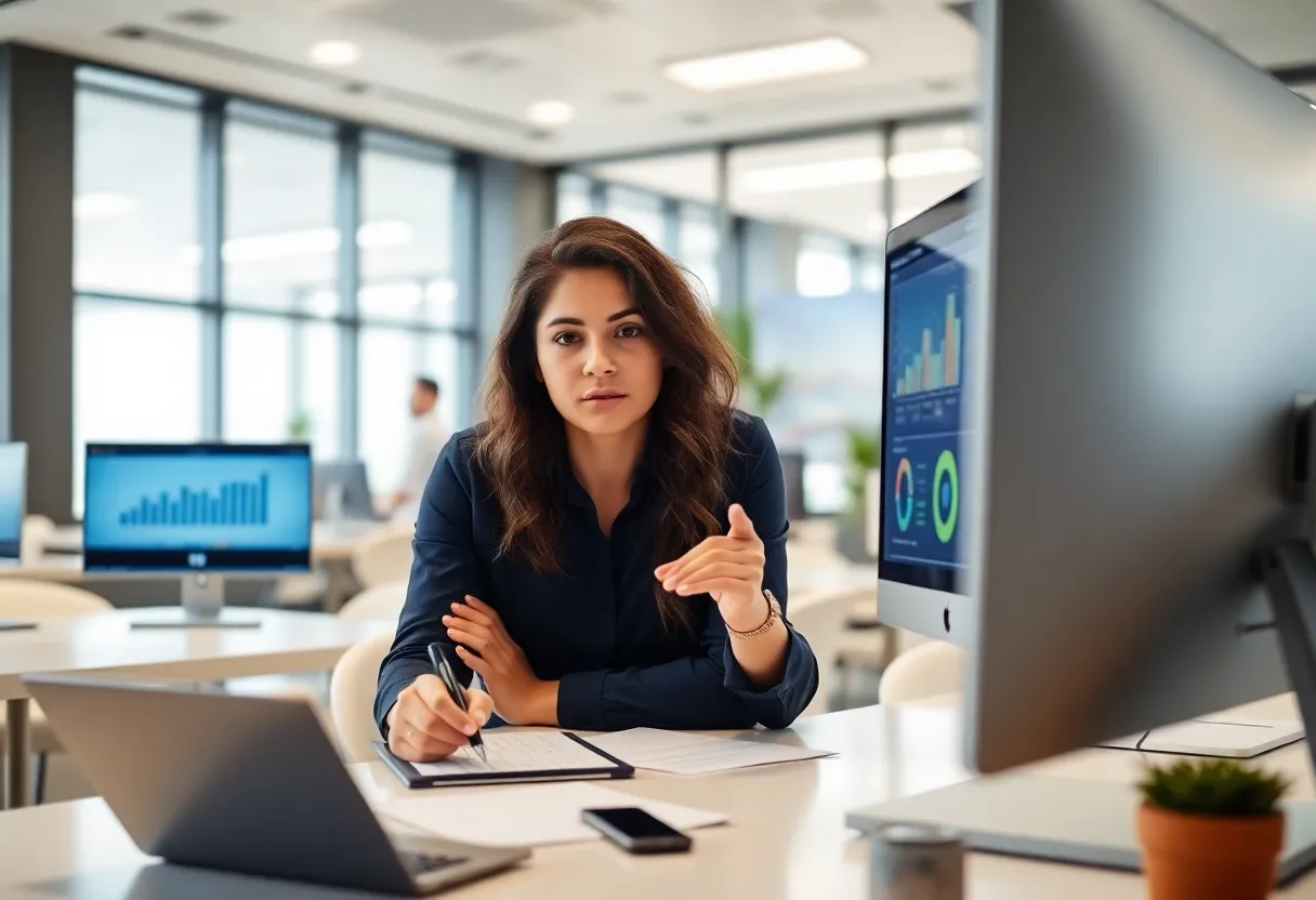 A marketing professional analyzing data for campaigns