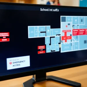 Digital map layout of a school for safety and emergency response