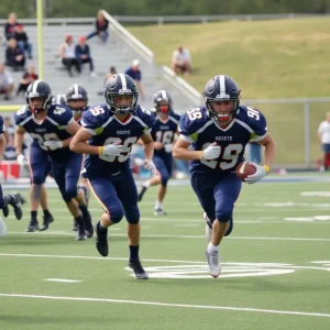 Exciting high school football game with players on the field