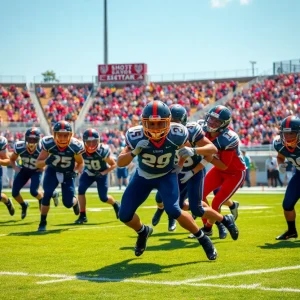 High school football players participating in a game