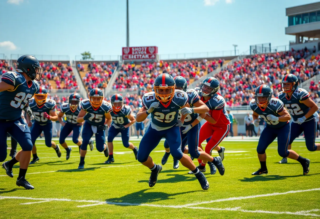High school football players participating in a game