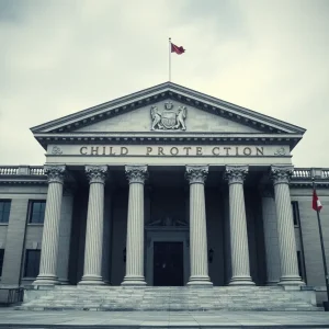 Court building representing justice against sexual exploitation of minors