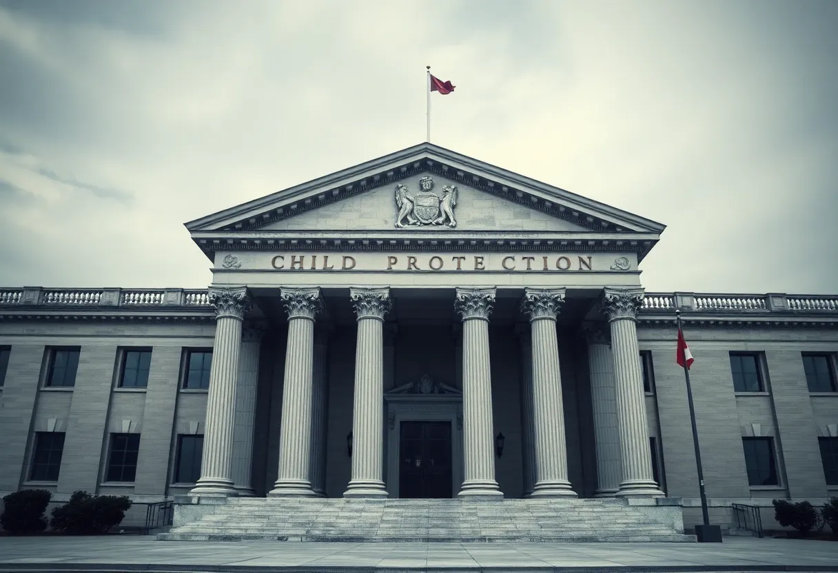 Court building representing justice against sexual exploitation of minors