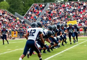 High school football players in action during Laurens Academy and Newberry Academy game