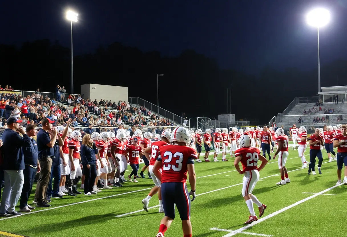 Students cheering at a high school football game in South Carolina