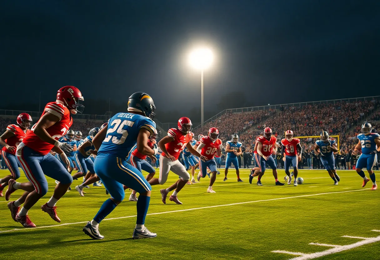 Exciting football gameplay captured during a high school match in the Midlands region