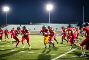 Montoursville high school football players in action during a game