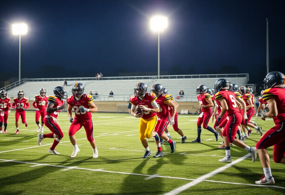 Montoursville high school football players in action during a game