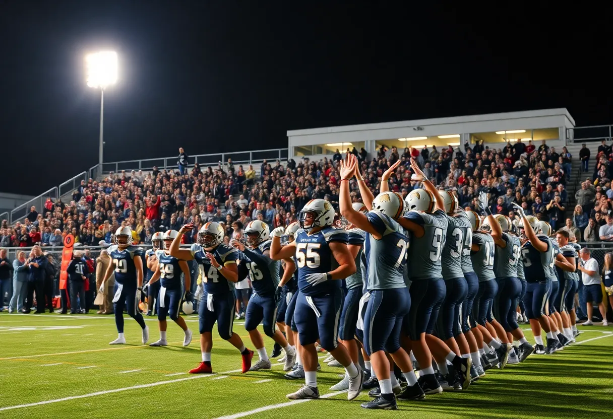 Newberry Bulldogs celebrating a touchdown during a football game.