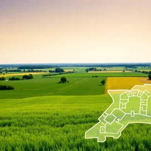 A serene landscape of farmland in Newberry County with open fields.