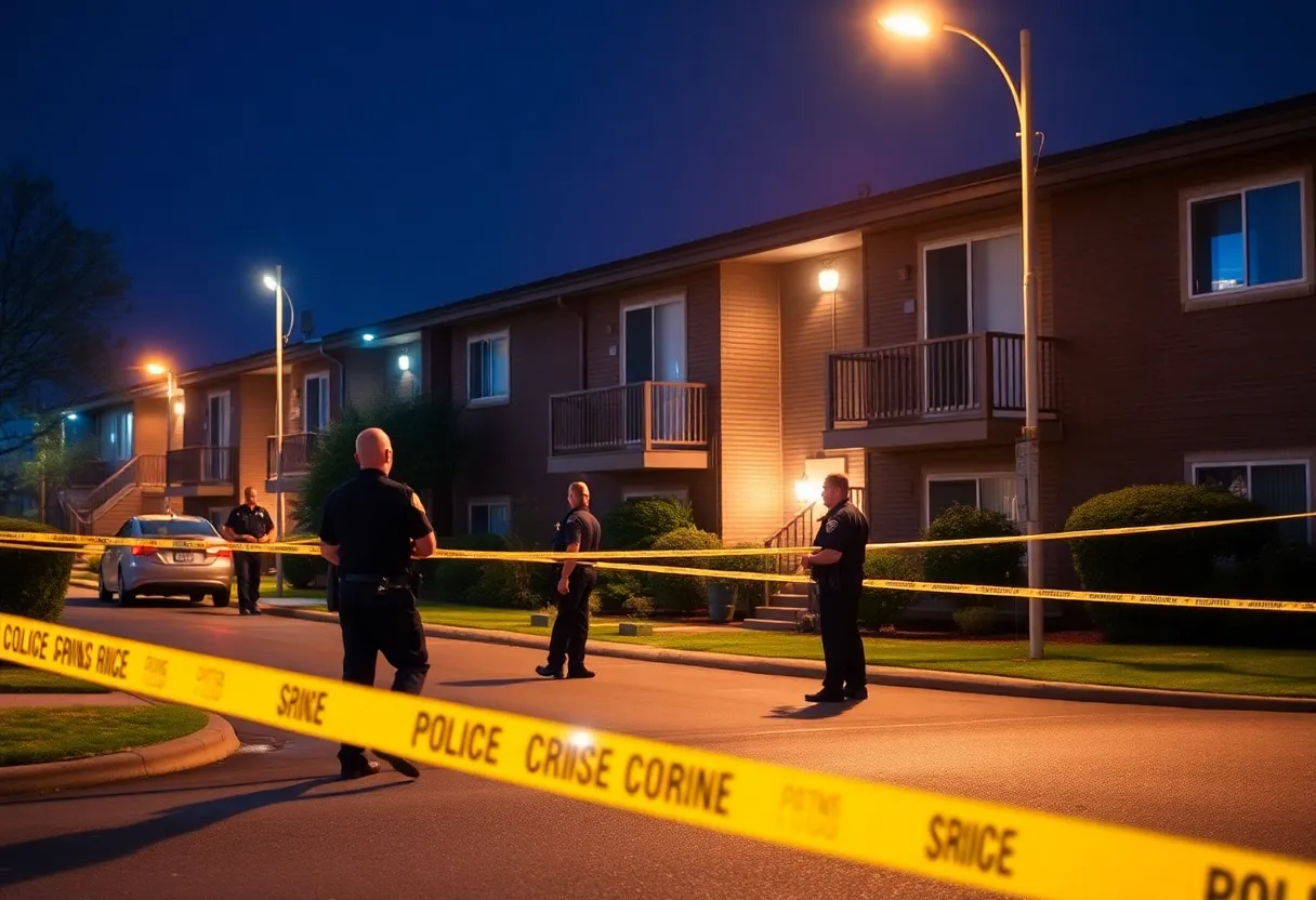 Police investigating a crime scene at College Park Apartments in Newberry
