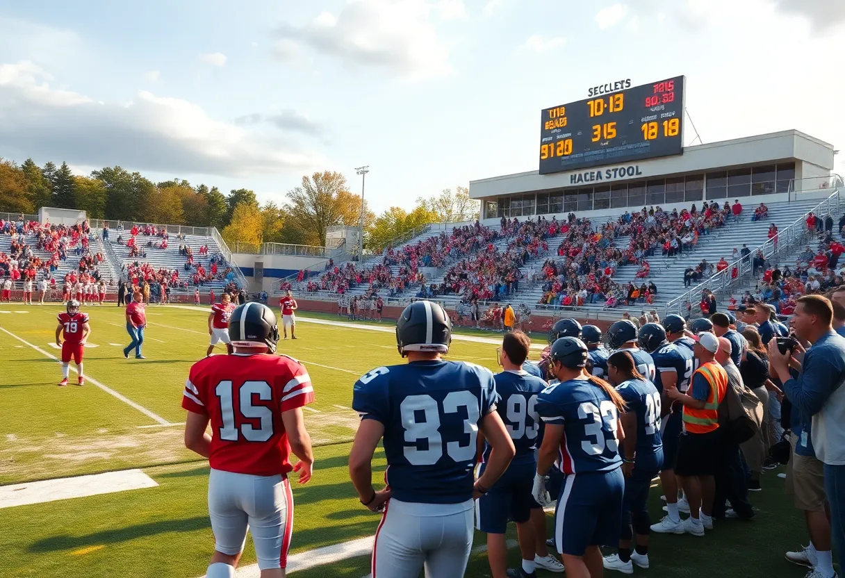 Newberry High School football team in action during a game.