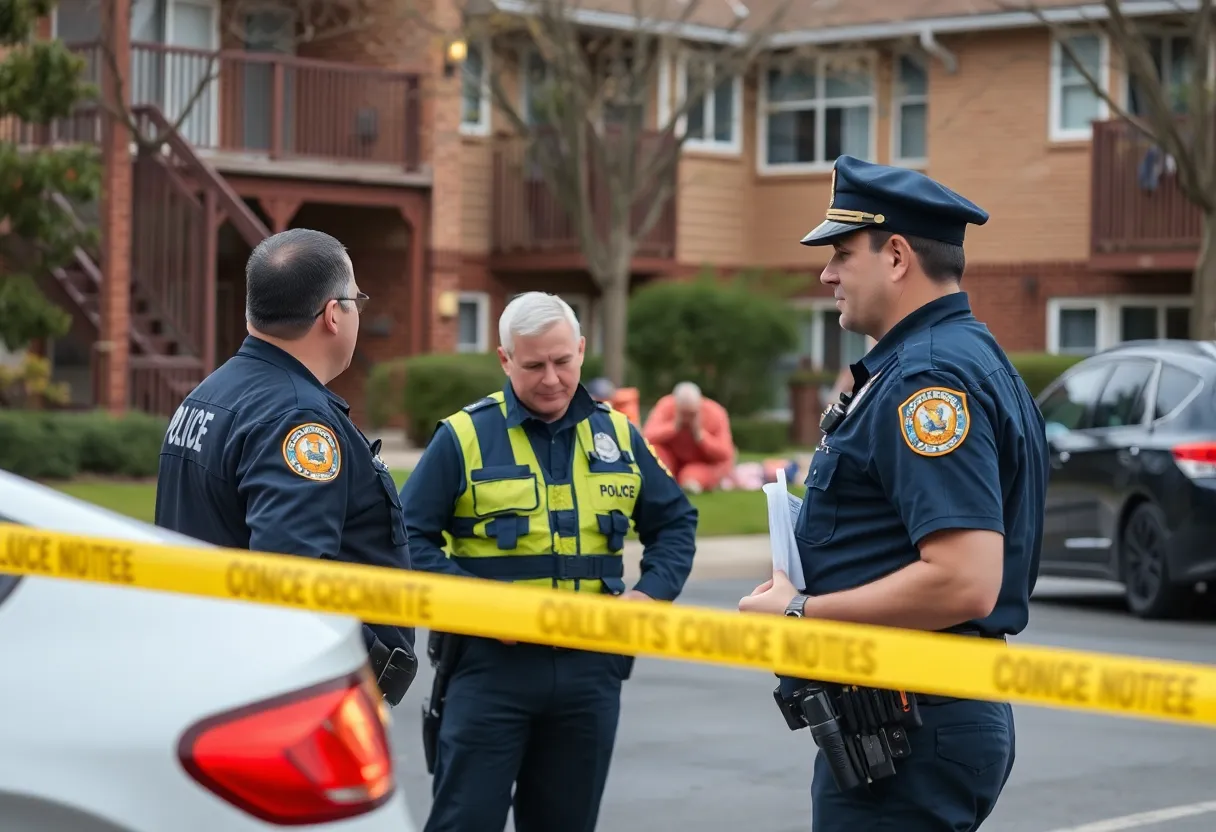 Law enforcement officers at College Park Apartments