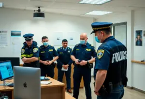 Law enforcement officers working on a child exploitation case