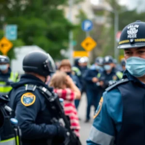 Police scene indicating investigation of child exploitation crimes