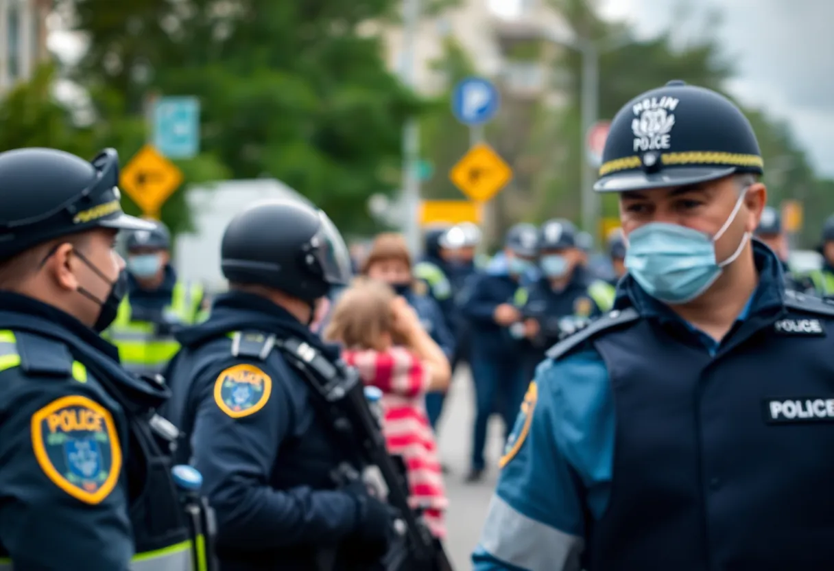 Police scene indicating investigation of child exploitation crimes