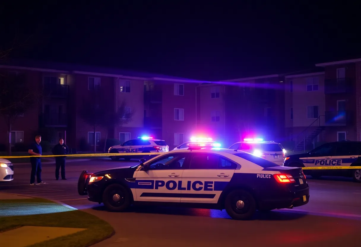 Police officers at the scene of an incident at College Park Apartments in Newberry