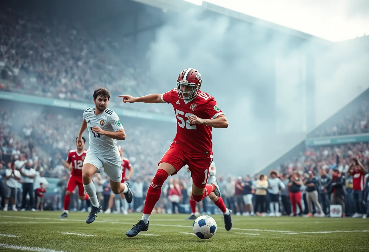 Action shot of South Carolina high school football game