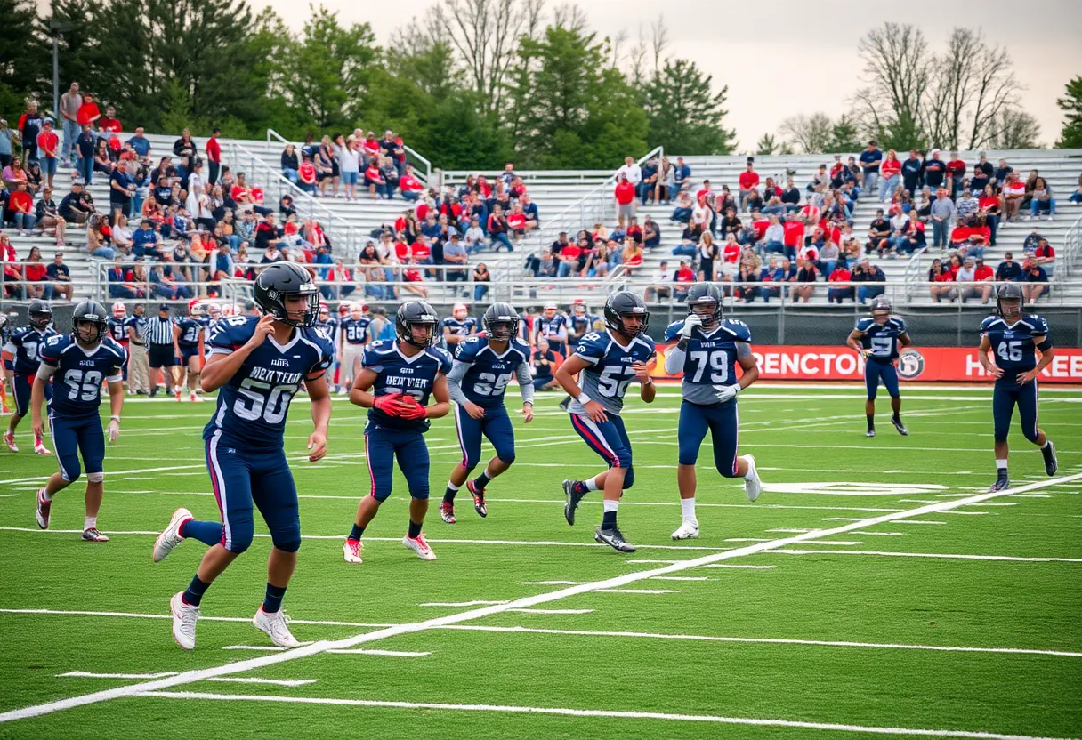 Players in action during a South Carolina high school football game