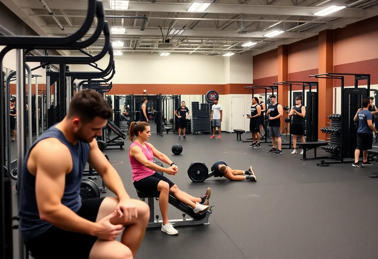Athletes training in a strength and conditioning facility
