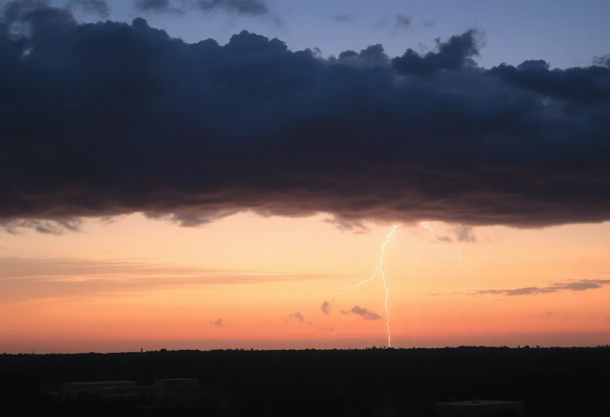Dark storm clouds gathering over Columbia, South Carolina