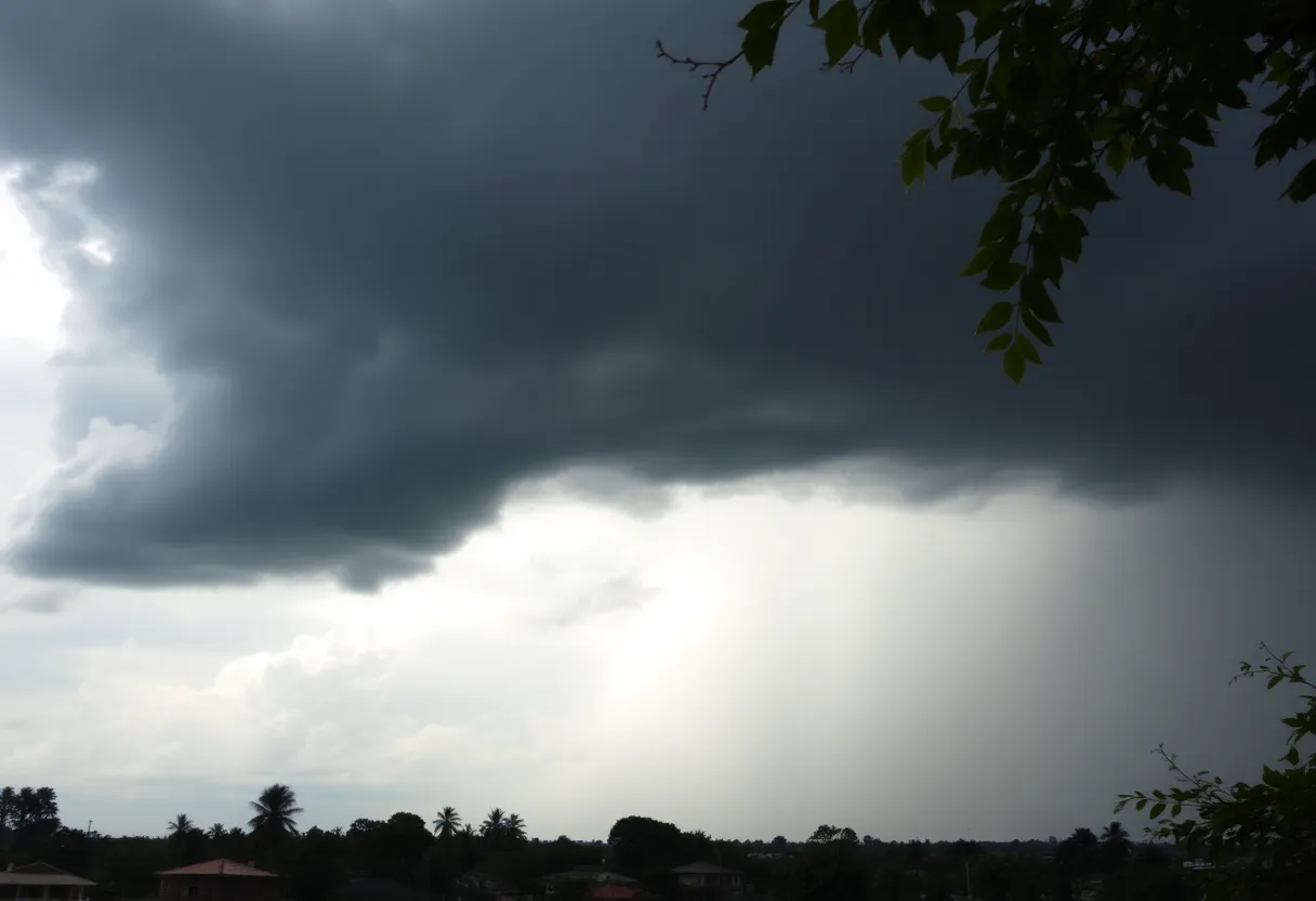 Dark thunderstorm clouds gathering over Newberry, SC