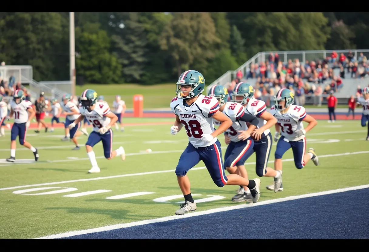High school football players during the Touchstone Energy North-South Game