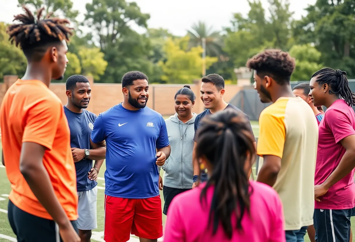 New head coach Vincent Davis leading the team in practice