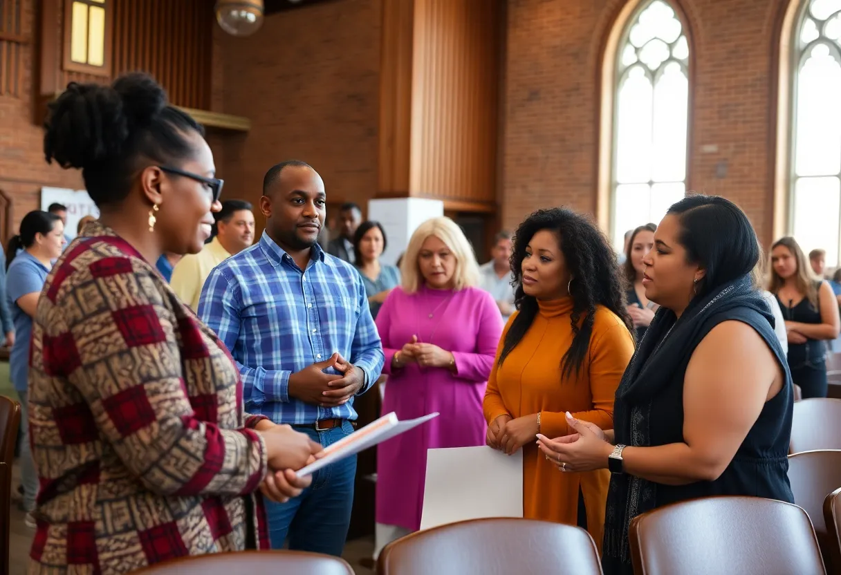Community members participating in voter education discussions