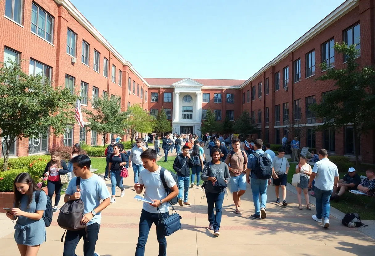 Students at Alabama community college campus