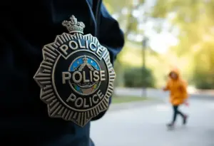 Police badge symbolizing protection against child exploitation