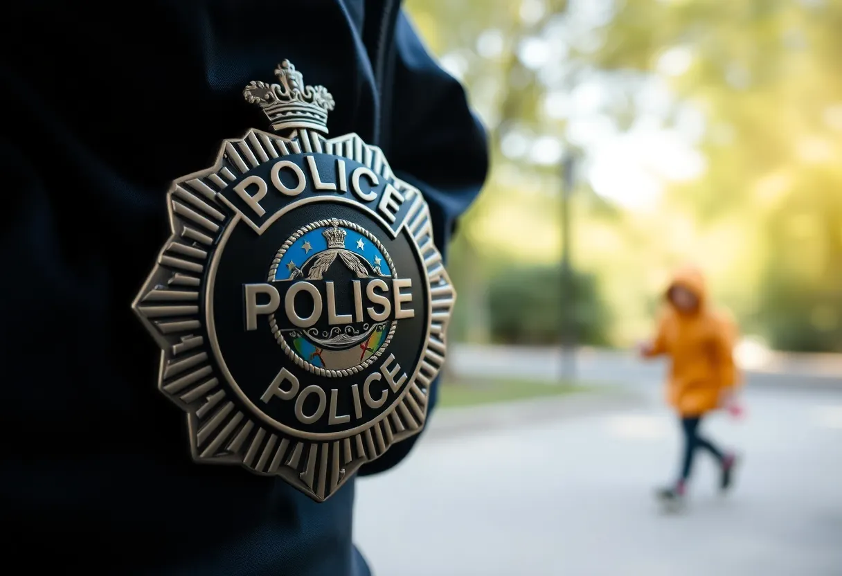 Police badge symbolizing protection against child exploitation