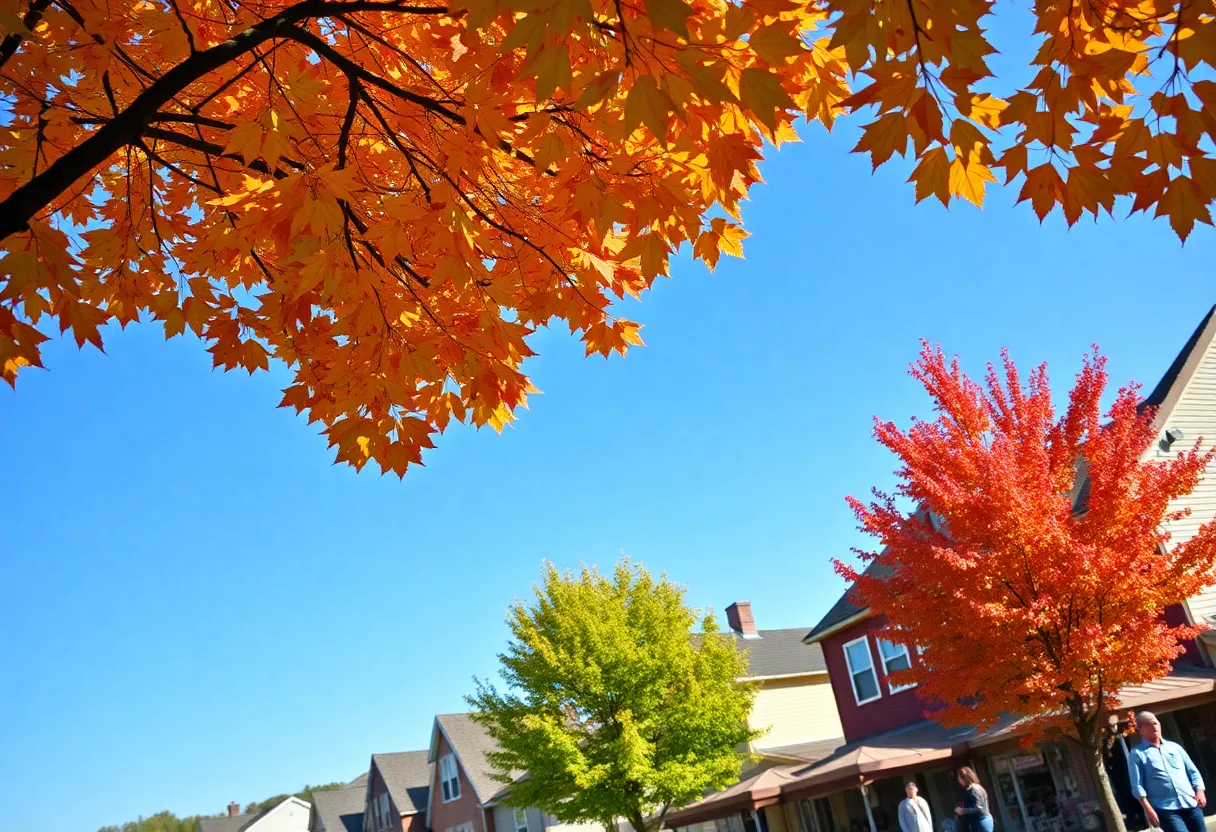 Sunny day in Newberry SC with clear skies and people outdoors