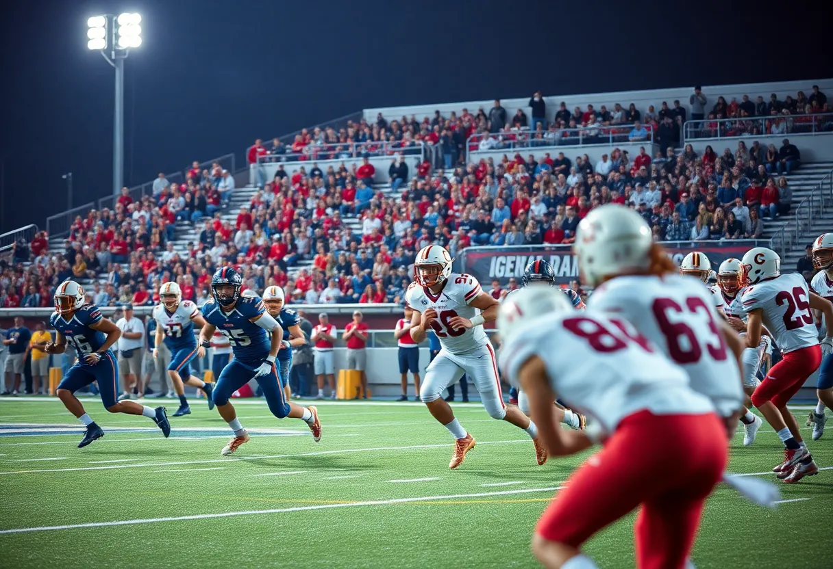 Players competing in high school football game in Columbia Metro area