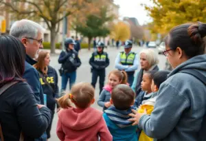 Community gathering discussing child safety issues