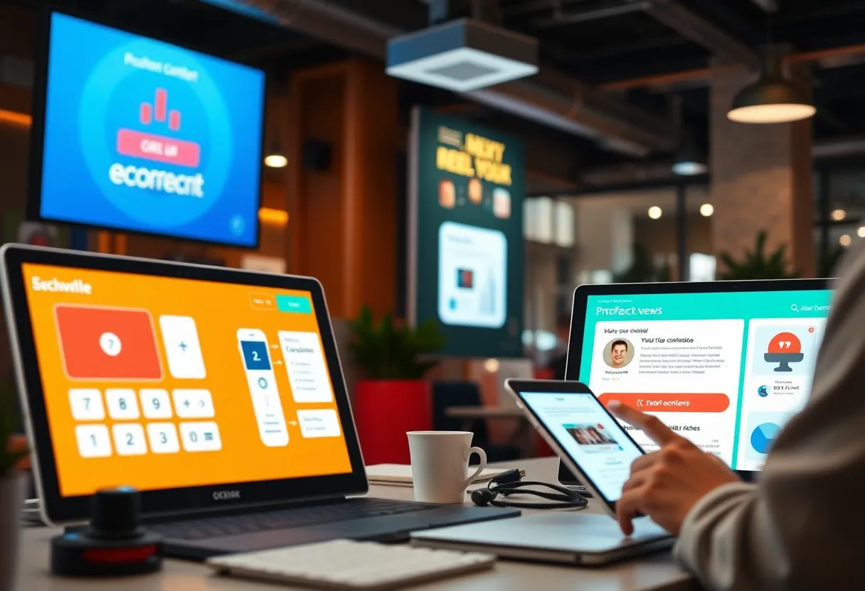 A depiction of interactive content types engaging consumers in a digital marketing setting.
