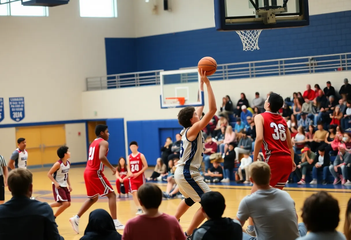 Newberry Academy basketball players during a game