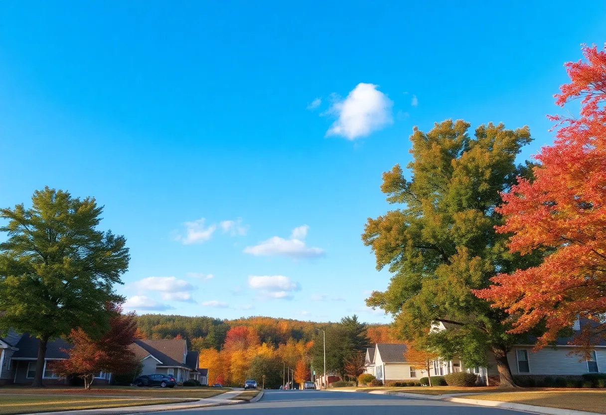 Scenic view of Newberry, SC, with clear skies and autumn colors.