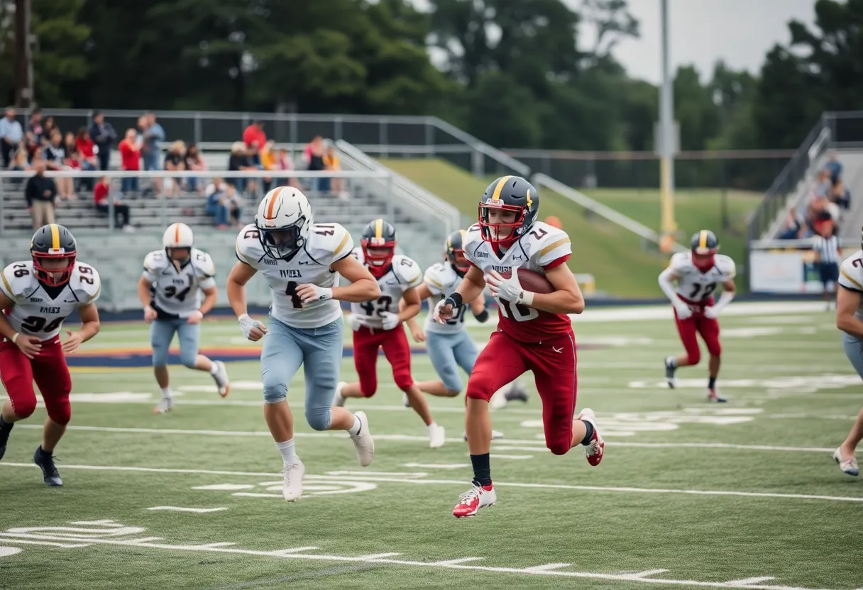 Newberry High School football players during a game