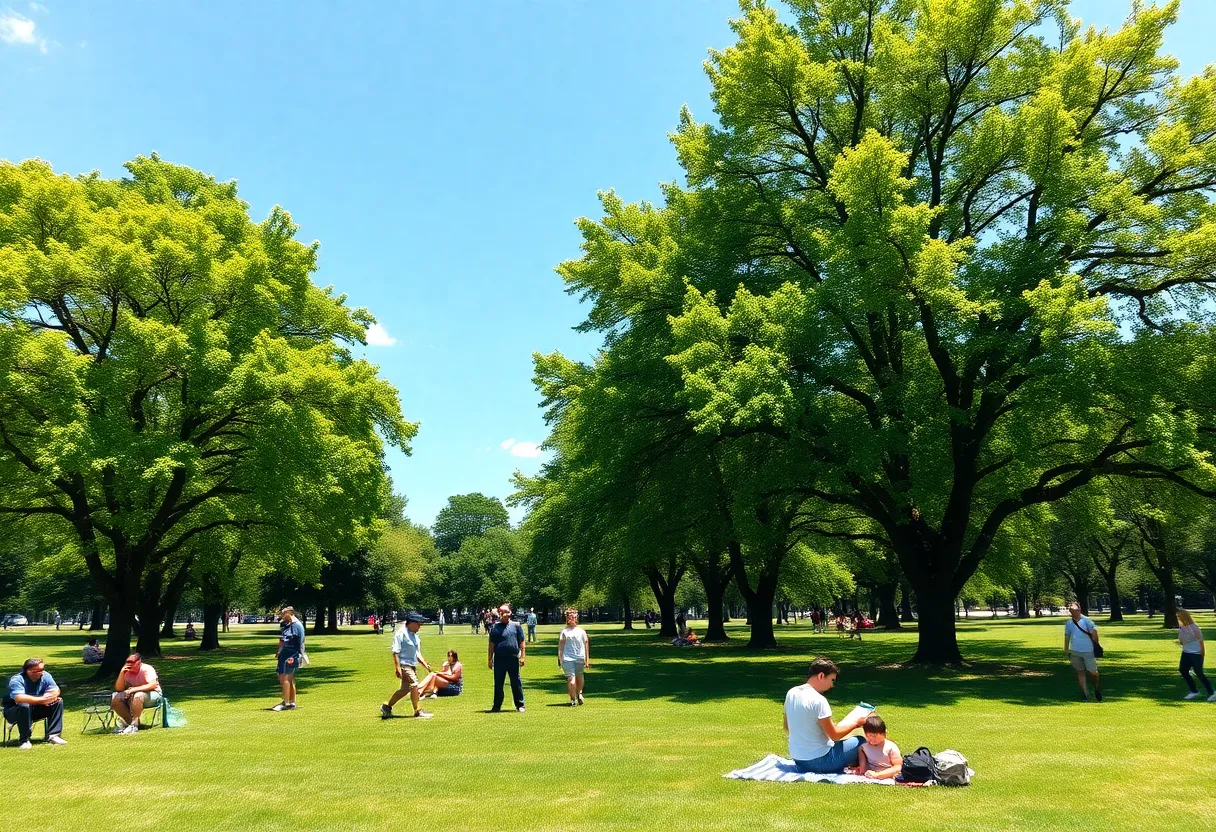 Group enjoying a clear, sunny day in a park in Newberry, SC.