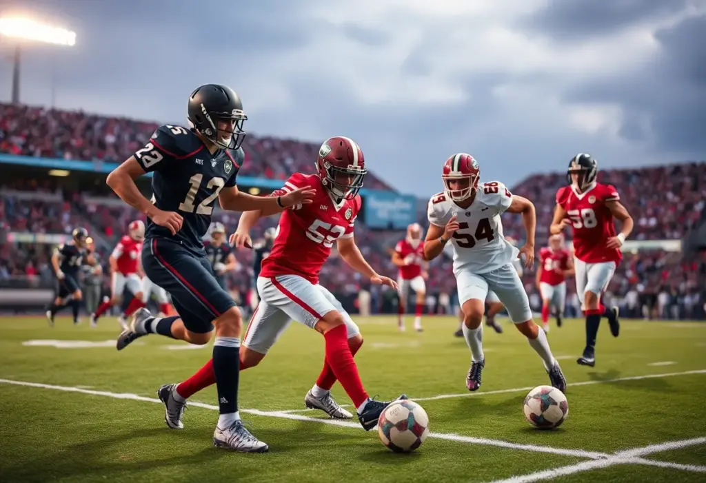 Football players competing in a South Atlantic Conference game
