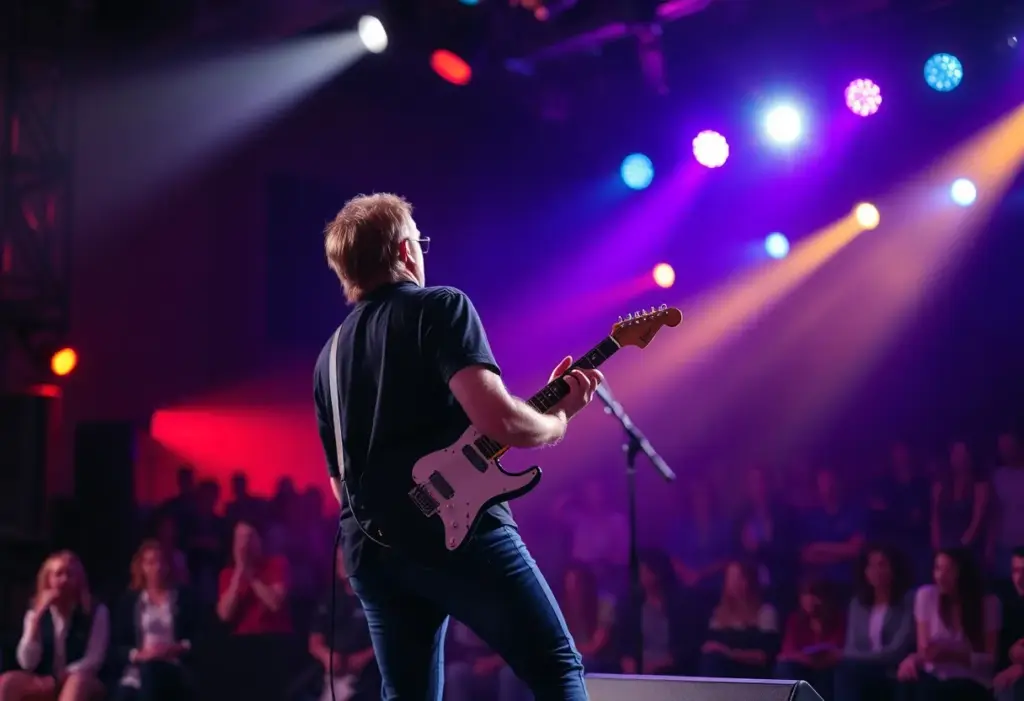 Samantha Fish performing live on stage with an electric guitar
