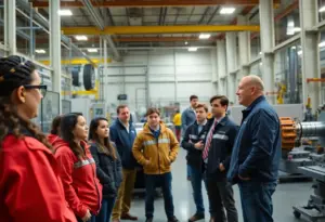 Students touring the Samsung manufacturing plant in Newberry, SC