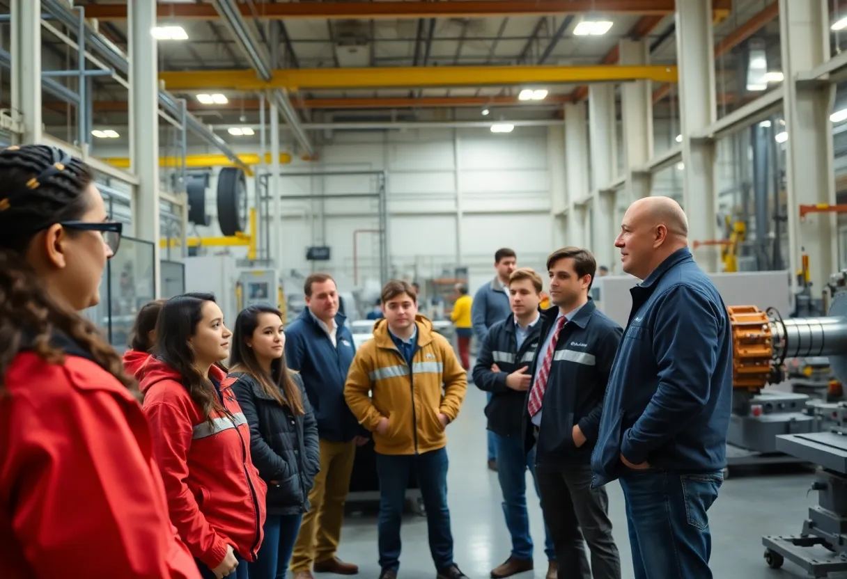 Students touring the Samsung manufacturing plant in Newberry, SC