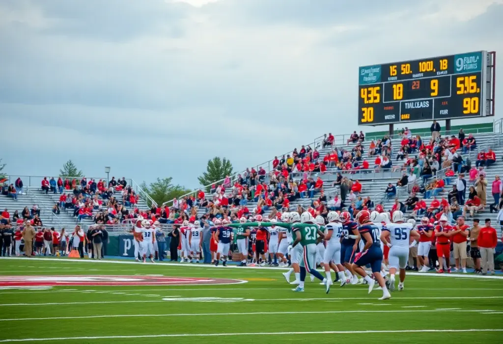 High school football game in South Carolina with players and fans.