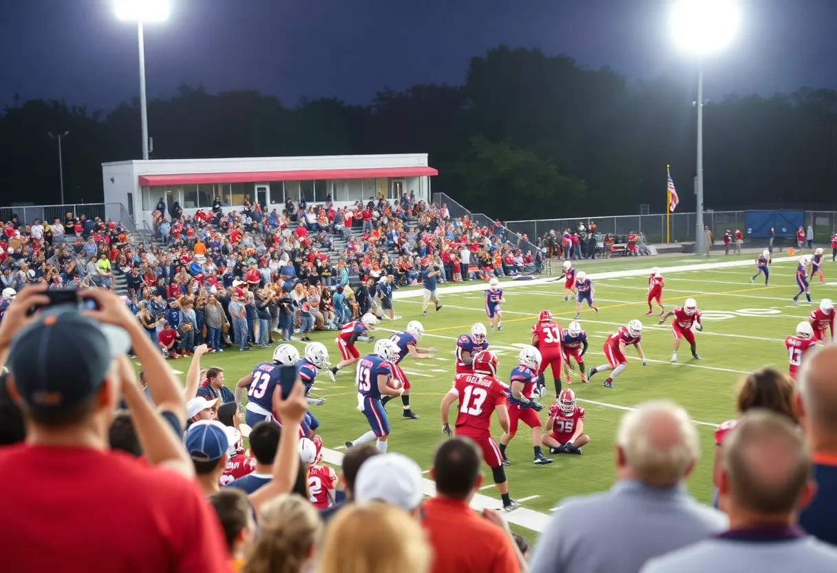 Action shot of high school football in South Carolina