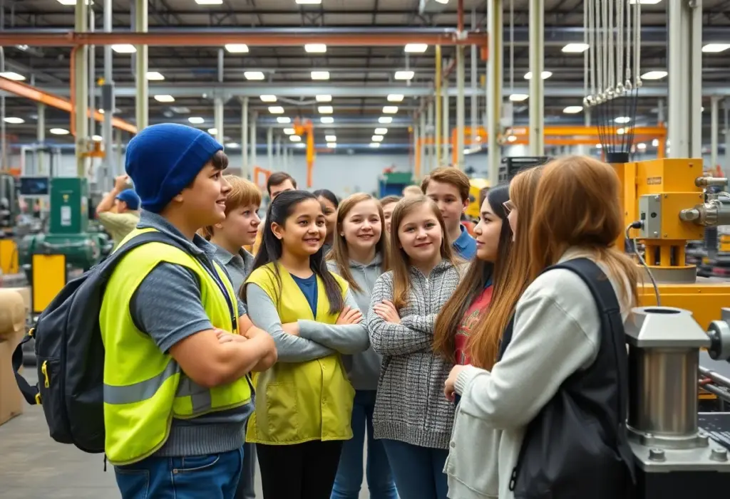 Local students observing assembly lines at Samsung's manufacturing plant in Newberry, SC.