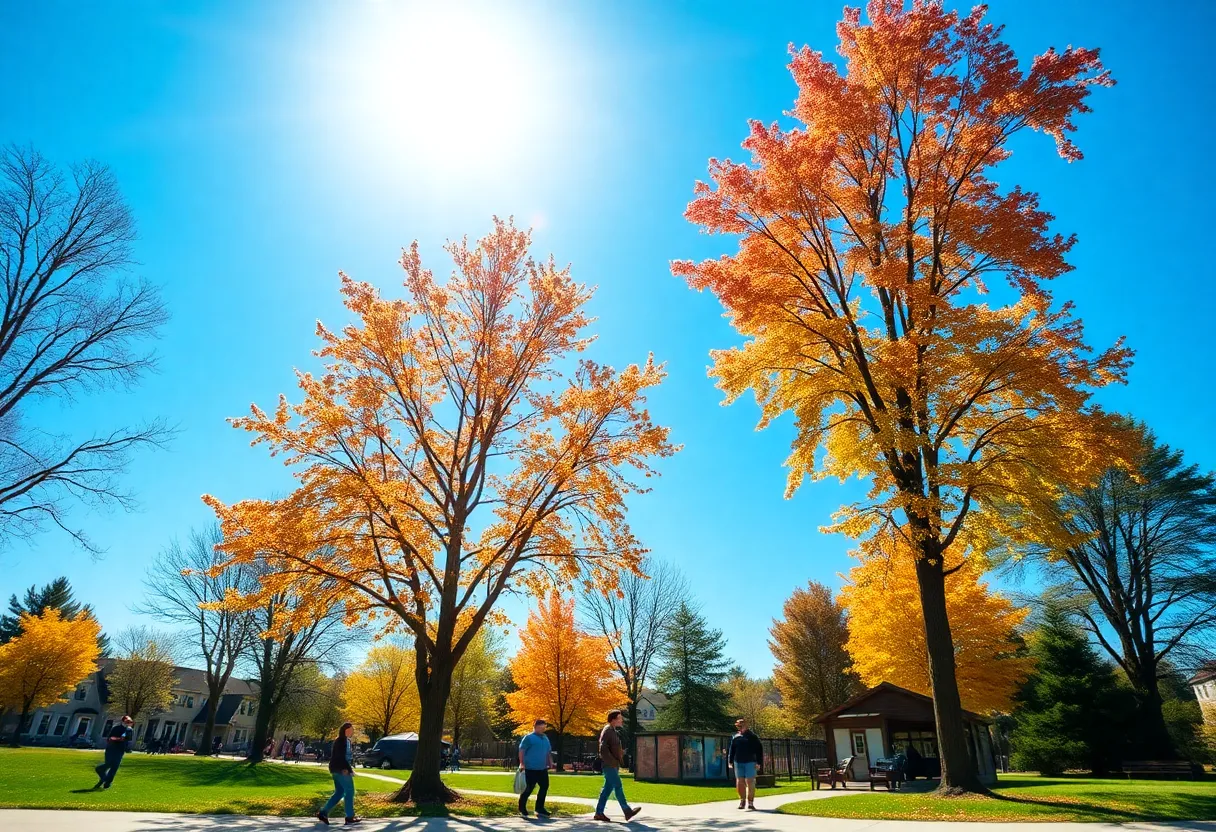 A sunny day in a park in Newberry SC with people enjoying the outdoors.